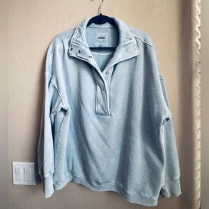 Aerie Button Up Sweater in Light Blue